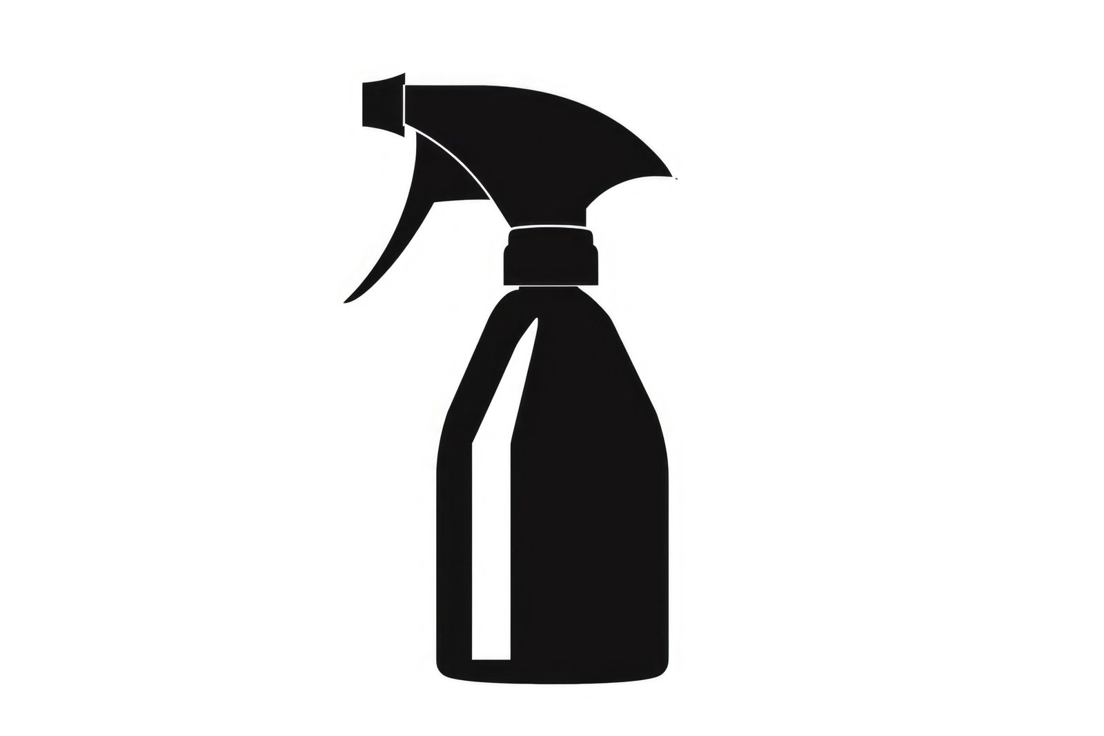 Spray Bottle Silhouette. Isolated Plastic Object for Liquid Cleaning on White Background